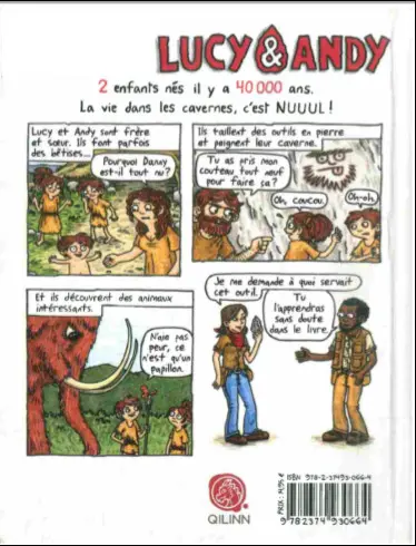 Verso de l'album Lucy & Andy Néandertal Tome 1