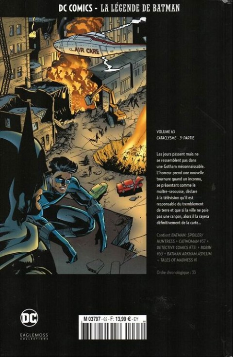 Verso de l'album DC Comics - La Légende de Batman Volume 63 Cataclysme - 3e partie