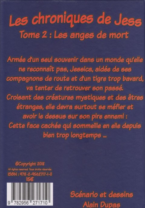 Verso de l'album Les chroniques de Jess 2 Les anges de mort