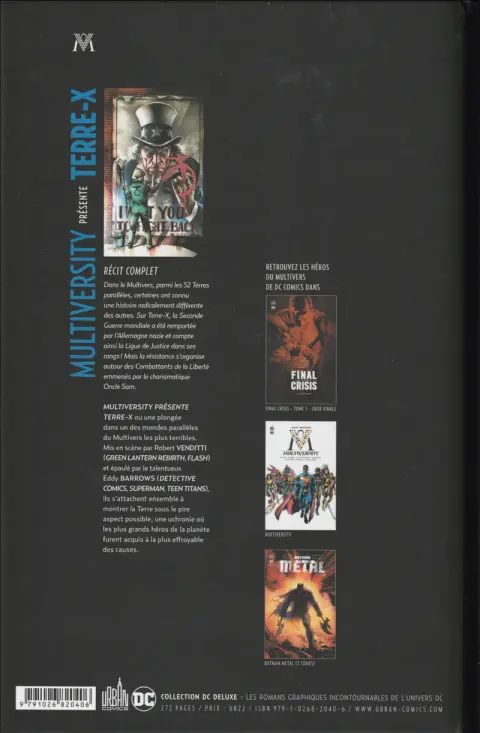 Verso de l'album Multiversity présente Terre-X