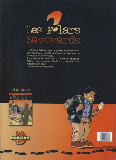 Verso de l'album Fanfoué des Pnottas Les polars savoyards Tome 1 Le reblochon qui tue !