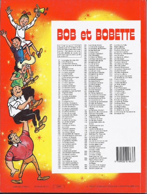 Verso de l'album Bob et Bobette Tome 202 Panique sur L'Amsterdam