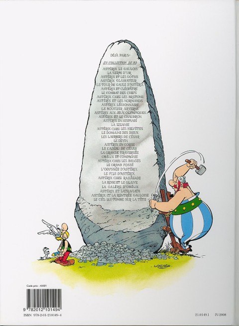 Verso de l'album Astérix Tome 17 Le domaine des dieux