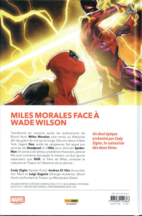 Verso de l'album Miles Morales : Spider-Man / Deadpool Bain de sang