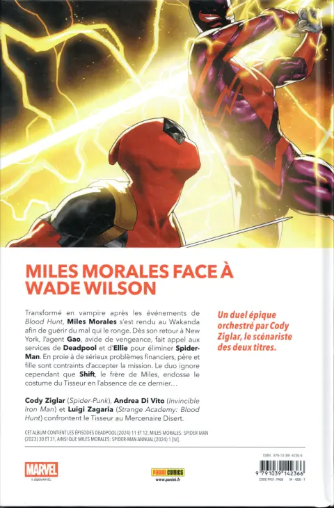 Verso de l'album Miles Morales : Spider-Man / Deadpool Bain de sang