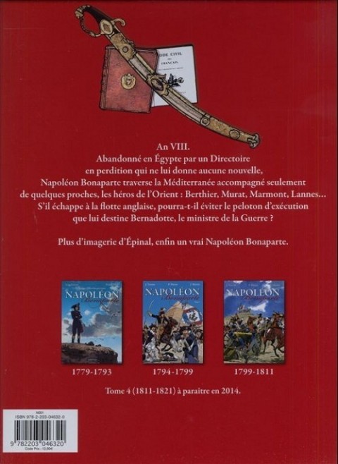 Verso de l'album Jacques Martin présente Napoléon Bonaparte Tome 3