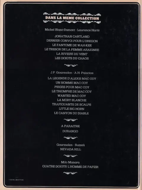 Verso de l'album Jonathan Cartland Tome 6 Les doigts du chaos