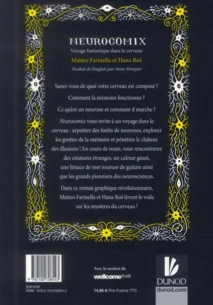 Verso de l'album Neurocomix Voyage Fantastique dans le Cerveau