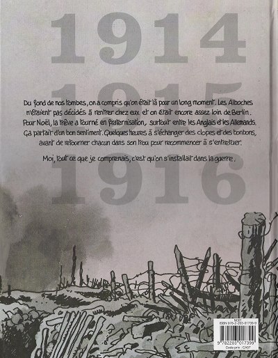 Verso de l'album Putain de guerre ! Tomes 1 à 3 1914-1915-1916