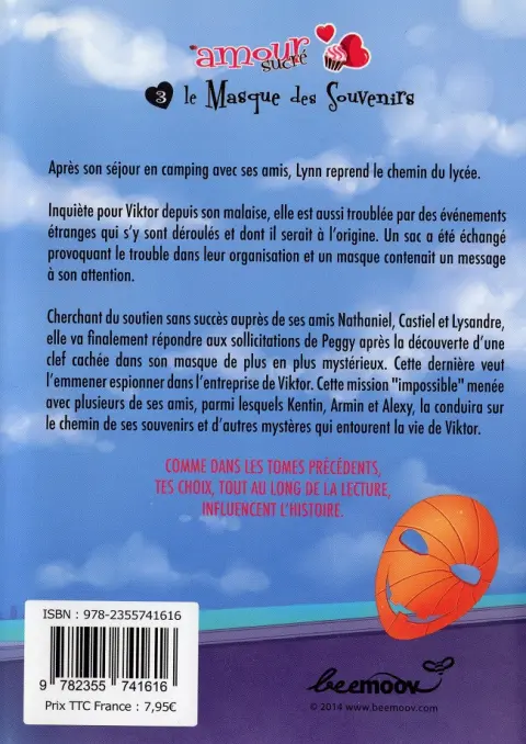 Verso de l'album Amour sucré Tome 3 Le masque des souvenirs