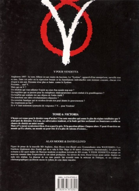 Verso de l'album V pour Vendetta Tome 6 Victoria