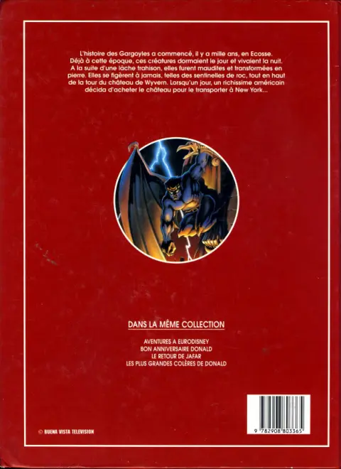 Verso de l'album Walt Disney Gargoyles, les Anges de la nuit