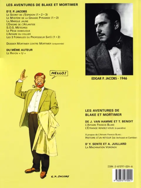 Verso de l'album Blake et Mortimer Tome 2 Le Secret de l'Espadon