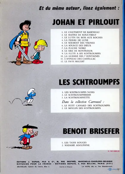 Verso de l'album Johan et Pirlouit Tome 3 Le lutin du bois aux roches