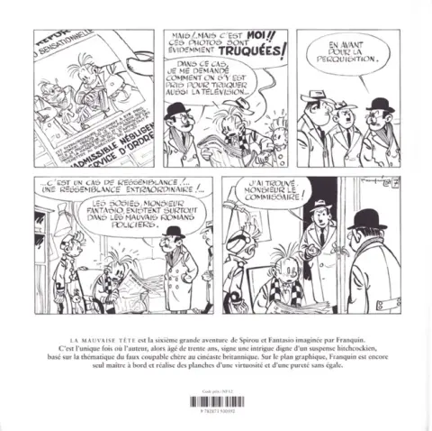 Verso de l'album Spirou et Fantasio Tome 8 La mauvaise tête