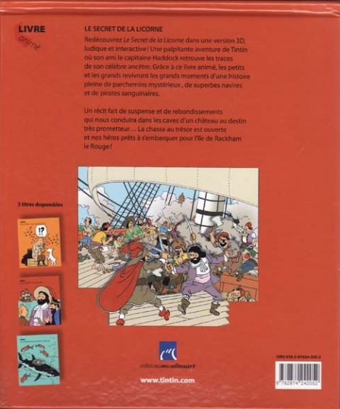 Verso de l'album Tintin Tintin & le Secret de la Licorne
