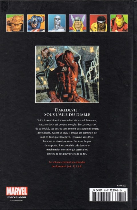 Verso de l'album Marvel Comics - La collection de référence Tome 31 Daredevil - Sous l'aile du diable