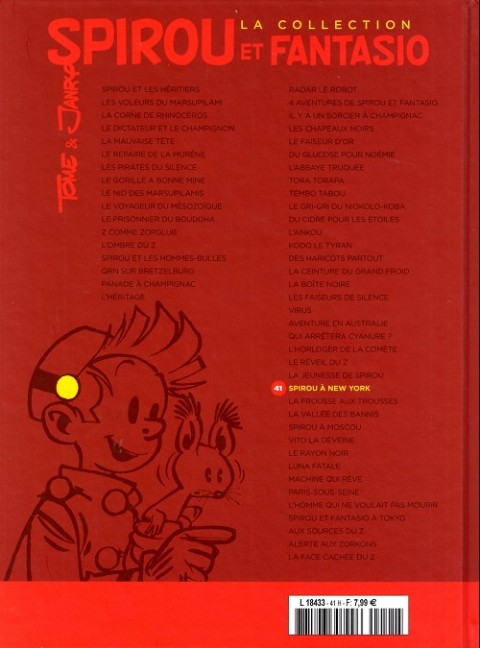 Verso de l'album Spirou et Fantasio La collection Tome 41 Spirou à New York