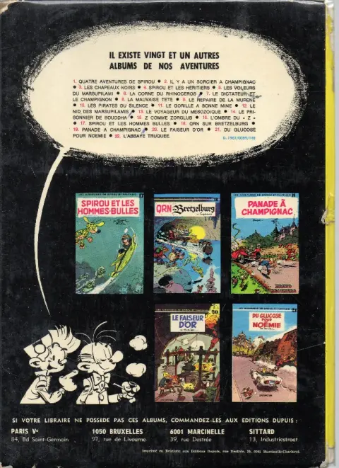 Verso de l'album Spirou et Fantasio Tome 12 Le nid des Marsupilamis