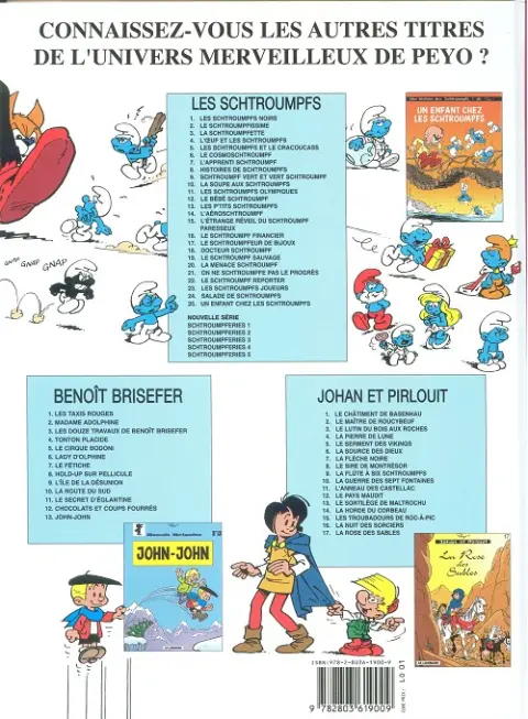 Verso de l'album Les Schtroumpfs Tome 22 Le schtroumpf reporter