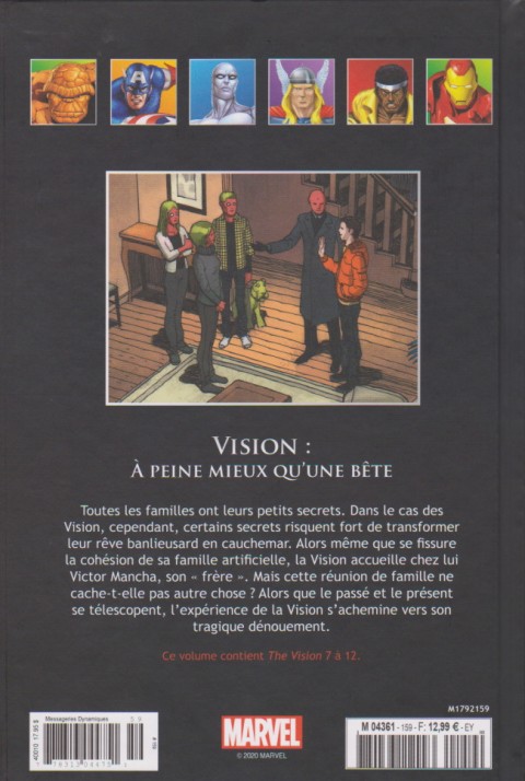Verso de l'album Marvel Comics - La collection de référence Tome 159 Vision : A peine mieux qu'une bête