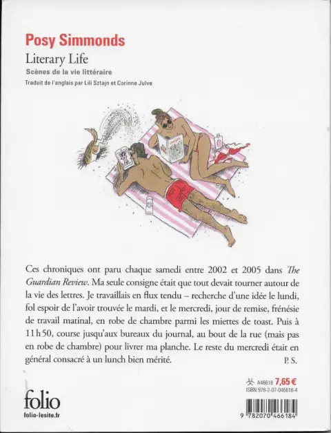 Verso de l'album Literary life Scènes de la vie littéraire