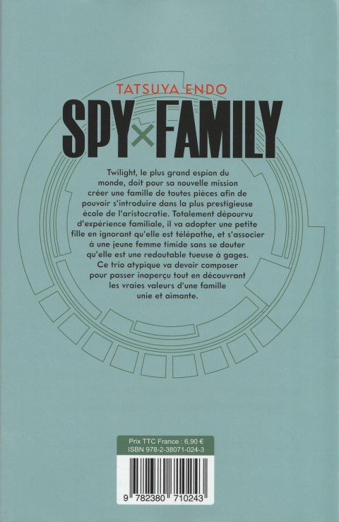 Verso de l'album Spy x Family 1