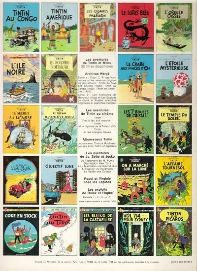 Verso de l'album Tintin Tome 23 Tintin et les Picaros