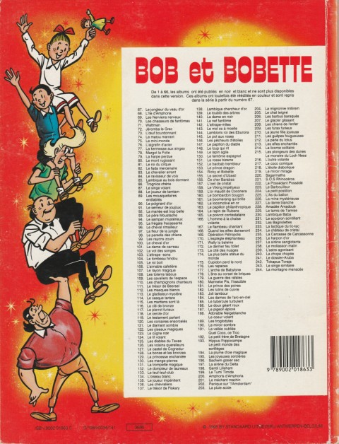 Verso de l'album Bob et Bobette Tome 202 Panique sur l'Amsterdam