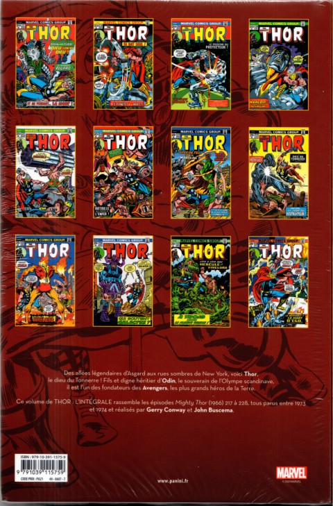 Verso de l'album Thor - L'intégrale Vol. 16 1973-1974