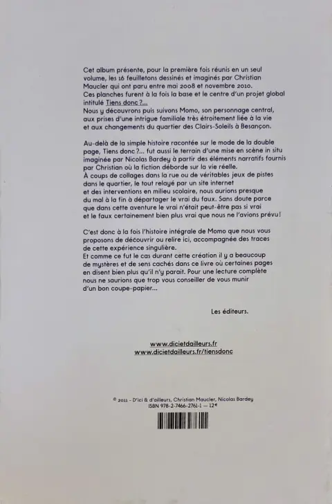 Verso de l'album Tiens donc ?...