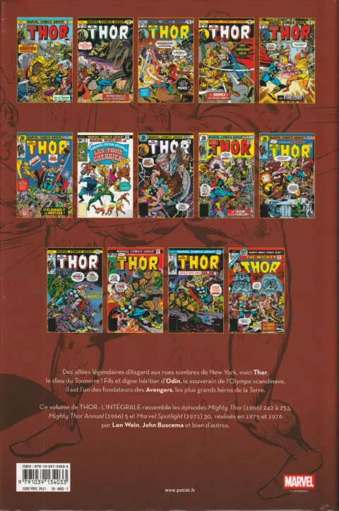 Verso de l'album Thor - L'intégrale Vol. 18 1975-1976