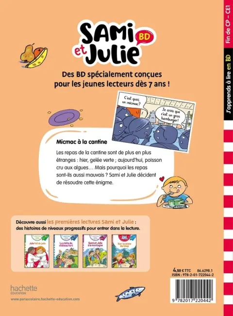 Verso de l'album Sami et Julie Micmac à la cantine