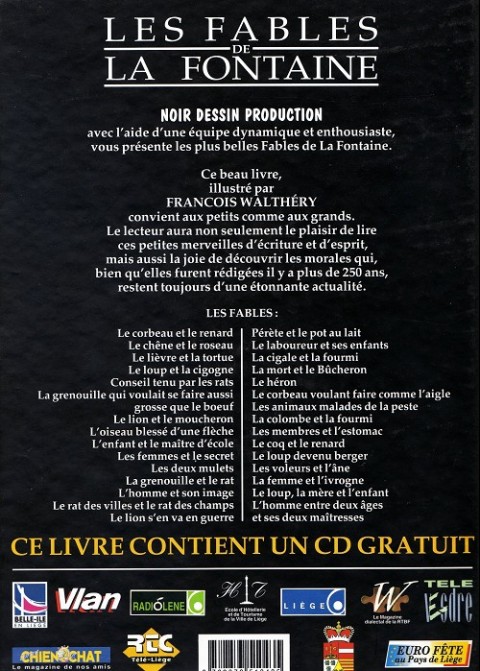 Verso de l'album Les fables de La Fontaine