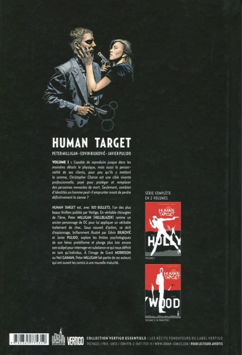 Verso de l'album Human Target Tome 1
