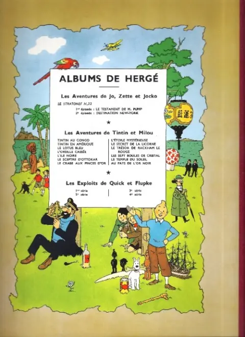 Verso de l'album Les Aventures de Jo, Zette et Jocko Tome 1 Le stratonef H. 22 - 1er épisode - Le Testament de M.Pump
