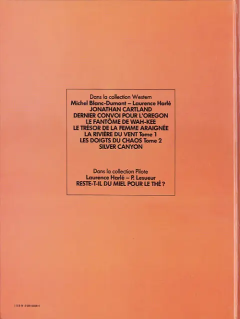 Verso de l'album Jonathan Cartland Tome 7 Silver canyon