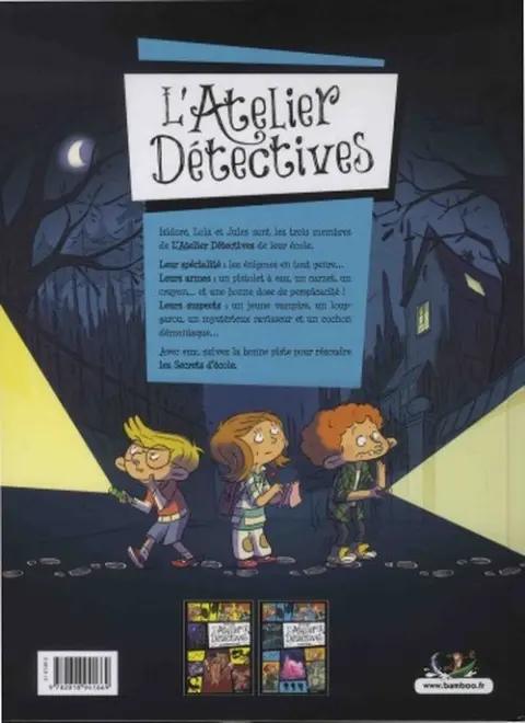 Verso de l'album L'Atelier détectives Tome 2 Secrets d'école