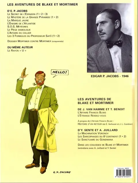 Verso de l'album Blake et Mortimer Tome 2 Le Secret de l'Espadon