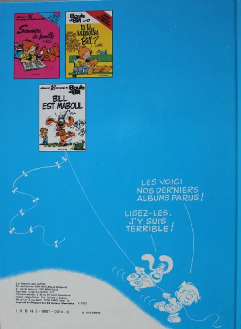 Verso de l'album Boule & Bill Tome 9 Une vie de chien !
