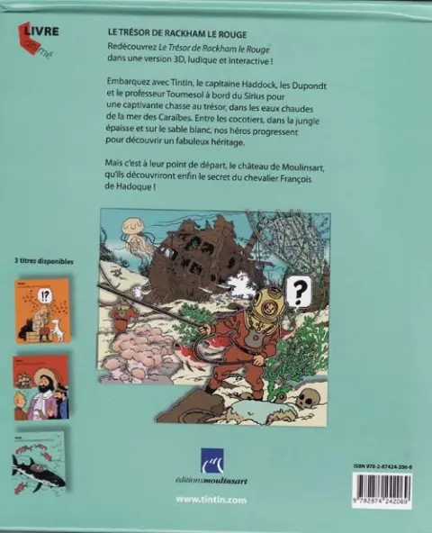 Verso de l'album Tintin Tintin & le Trésor de Rackham le Rouge