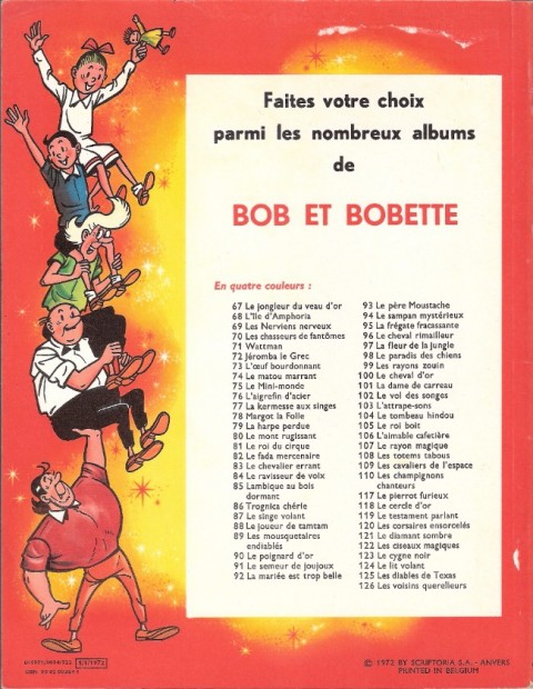 Verso de l'album Bob et Bobette Tome 116 La clé de bronze