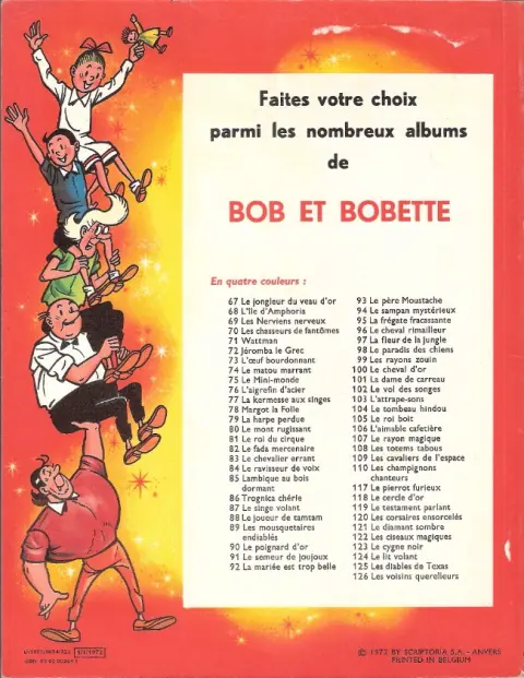 Verso de l'album Bob et Bobette Tome 116 La clé de bronze