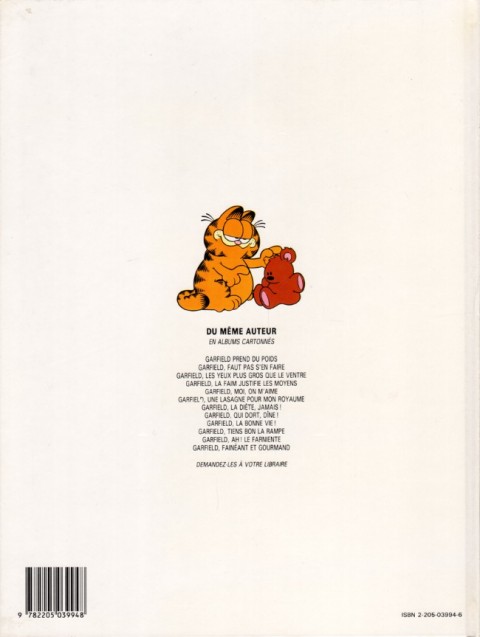 Verso de l'album Garfield Tome 12 Fainéant et gourmand