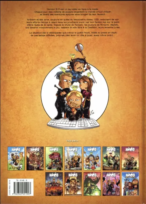 Verso de l'album NOOB Tome 11 Trois factions, trois champions, une légende !