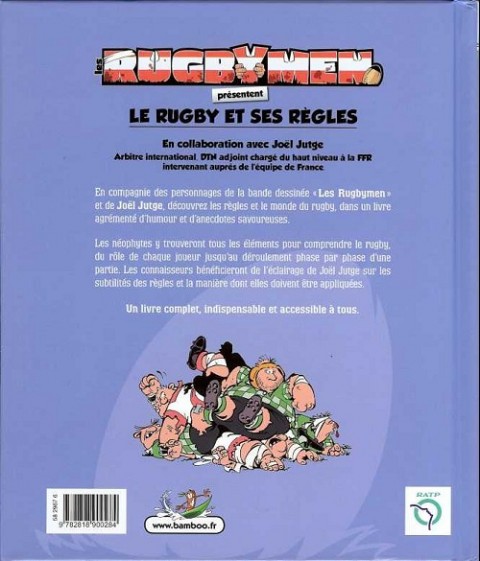 Verso de l'album Les Rugbymen Le rugby et ses règles