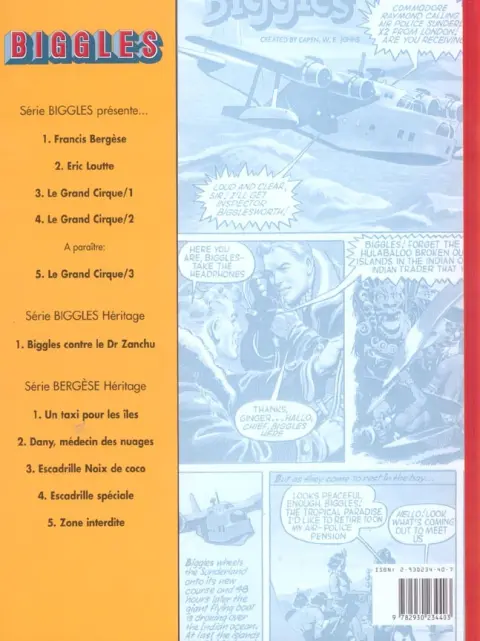 Verso de l'album Biggles Héritage Tome 1 Biggles contre le Dr. Zanchu + Biggles contre von Stalhein