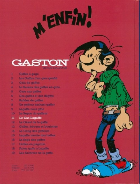 Verso de l'album Gaston Édition Collector (Télé 7 jours) Tome 11 Le cas Lagaffe