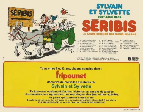 Verso de l'album Sylvain et Sylvette Tome 13 Jojo et compagnie