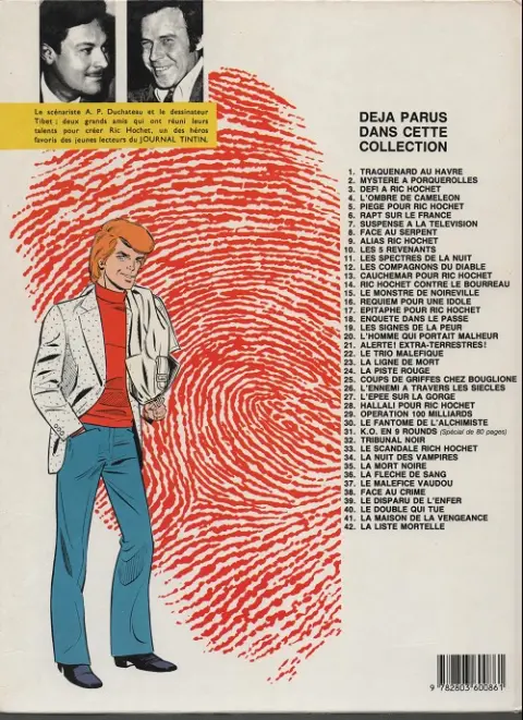 Verso de l'album Ric Hochet Tome 15 Le monstre de noireville